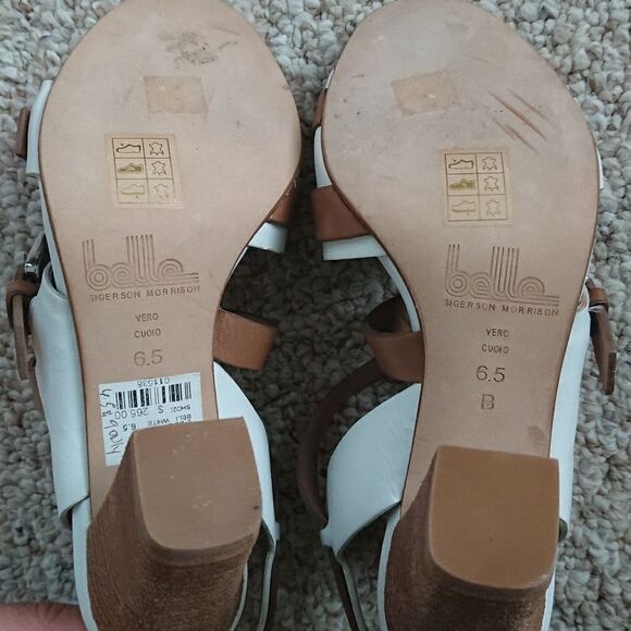 Sigerson Morrison white & brown beet sandals size 36.5 - Picture 5 of 8